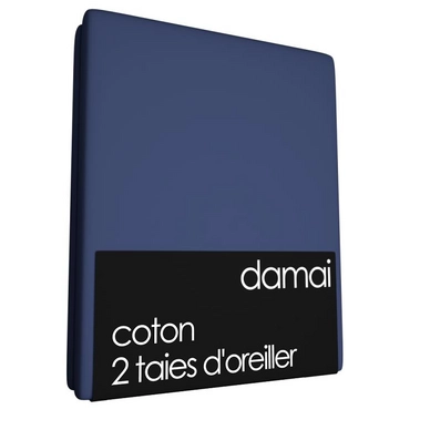 2 Taies d'Oreiller Damai Bleu Foncé (Coton)
