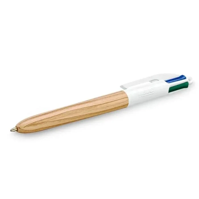 Stylo 4 couleurs à bille rétractable BIC Wood Style