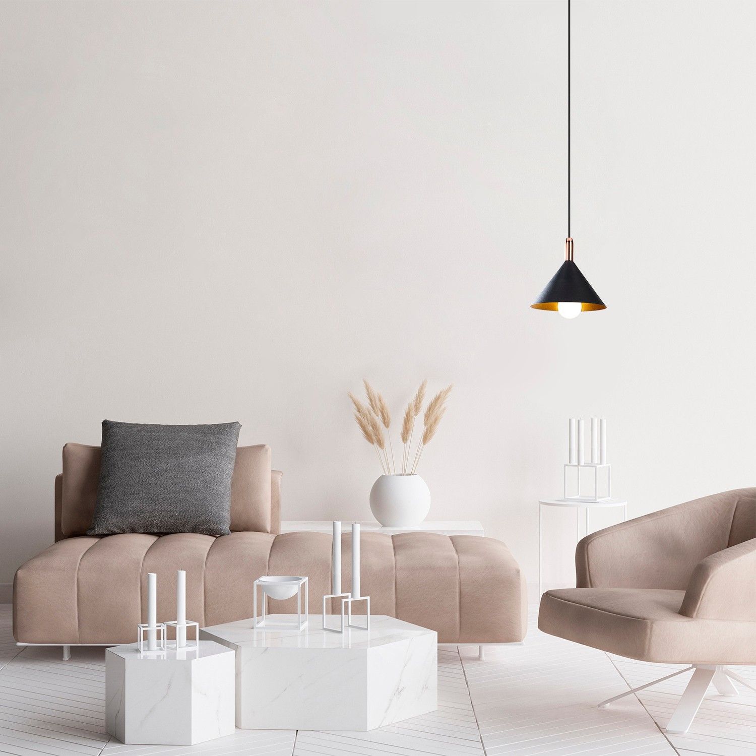 Lustre Sheen | 19x19 cm | 114 cm de hauteur | Couleur noire