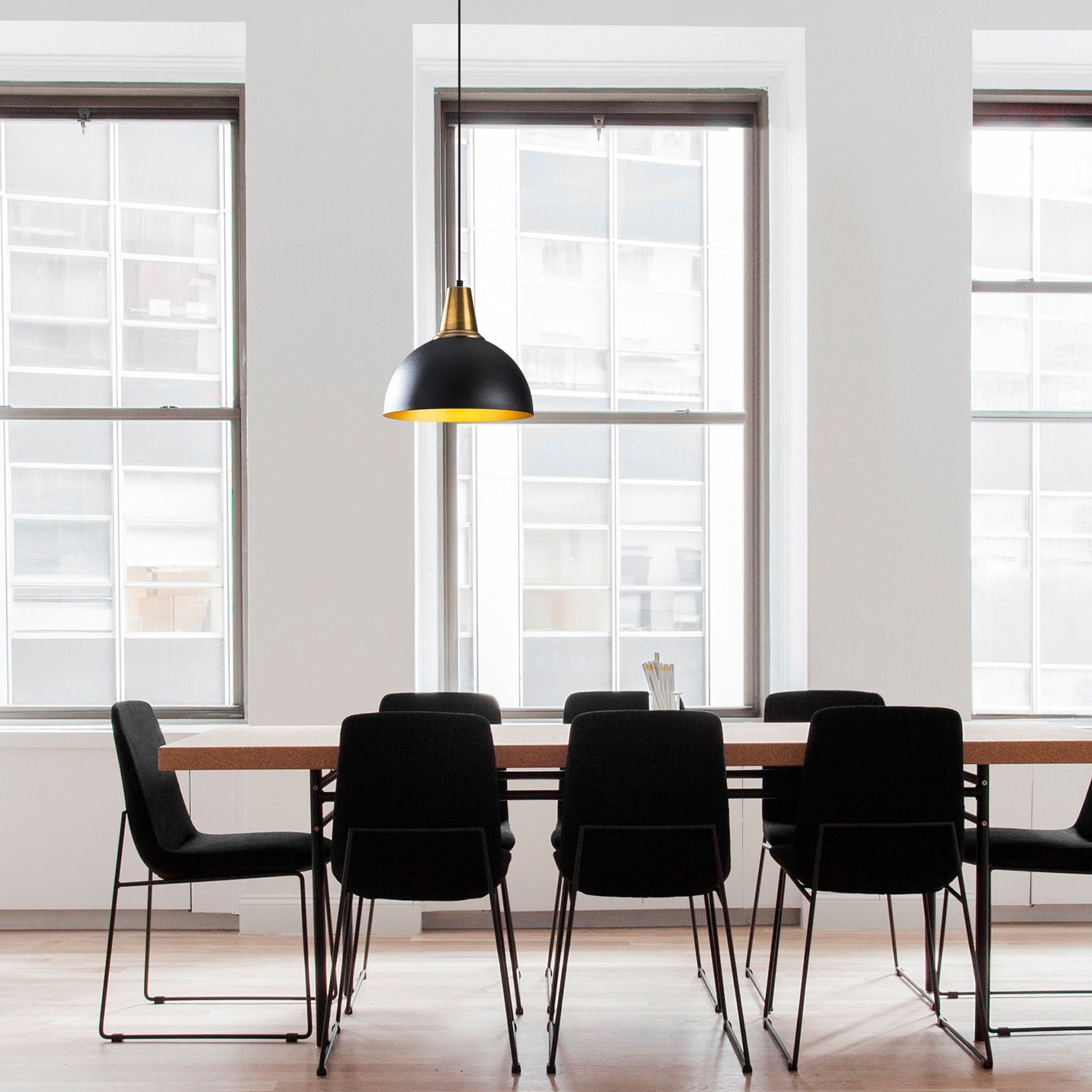 Lustre Sheen | Corps en métal | Noir | 30x30 cm | 124 cm Hauteur