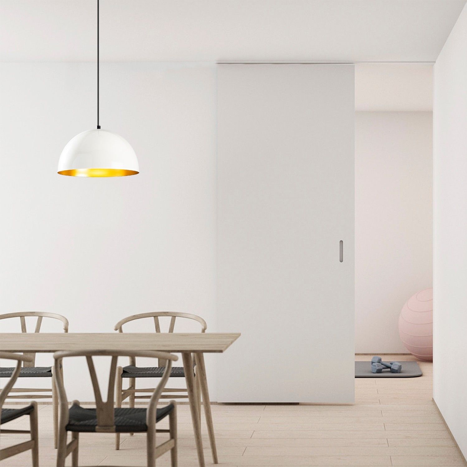 Lustre à corps de fer Sheen | 30x30cm | Hauteur 111cm | Blanc