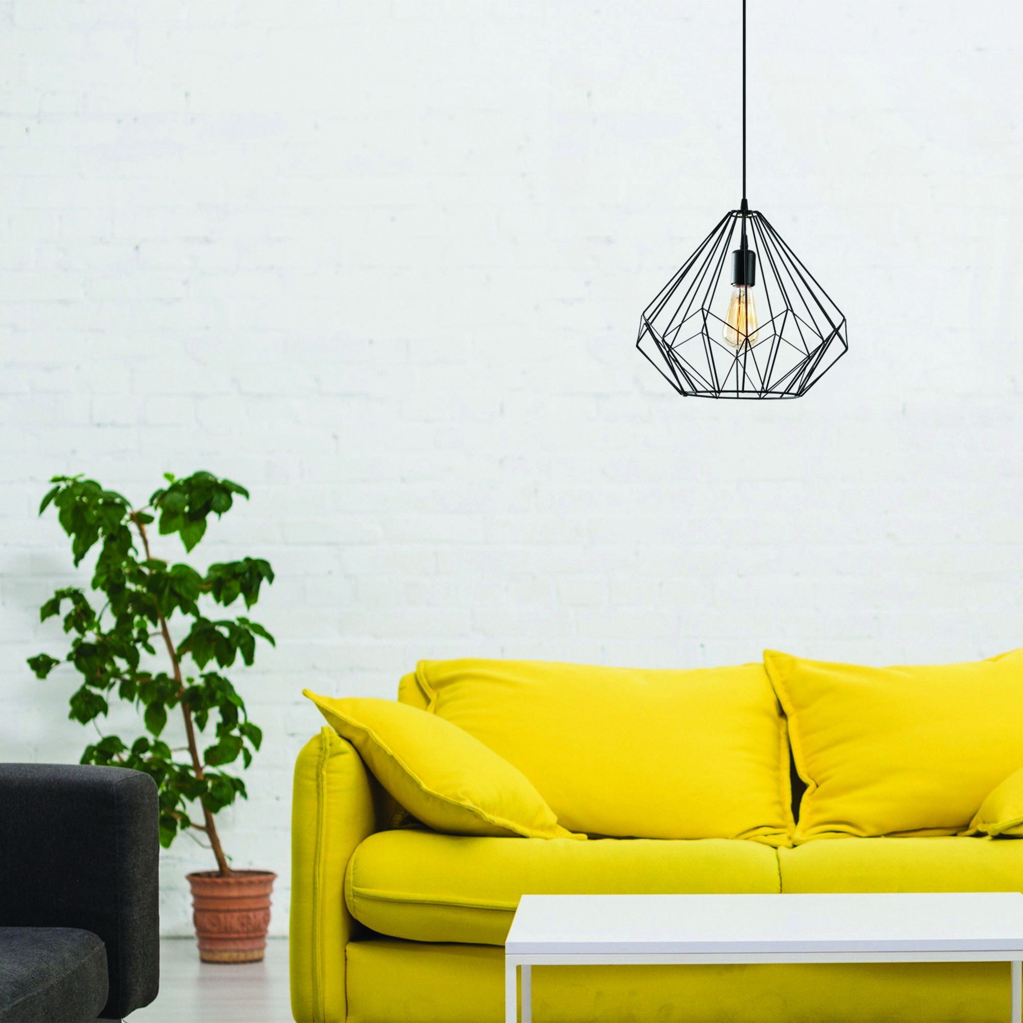 Lustre Sheen - 37 cm de diamètre, 129 cm de hauteur - Corps en fer