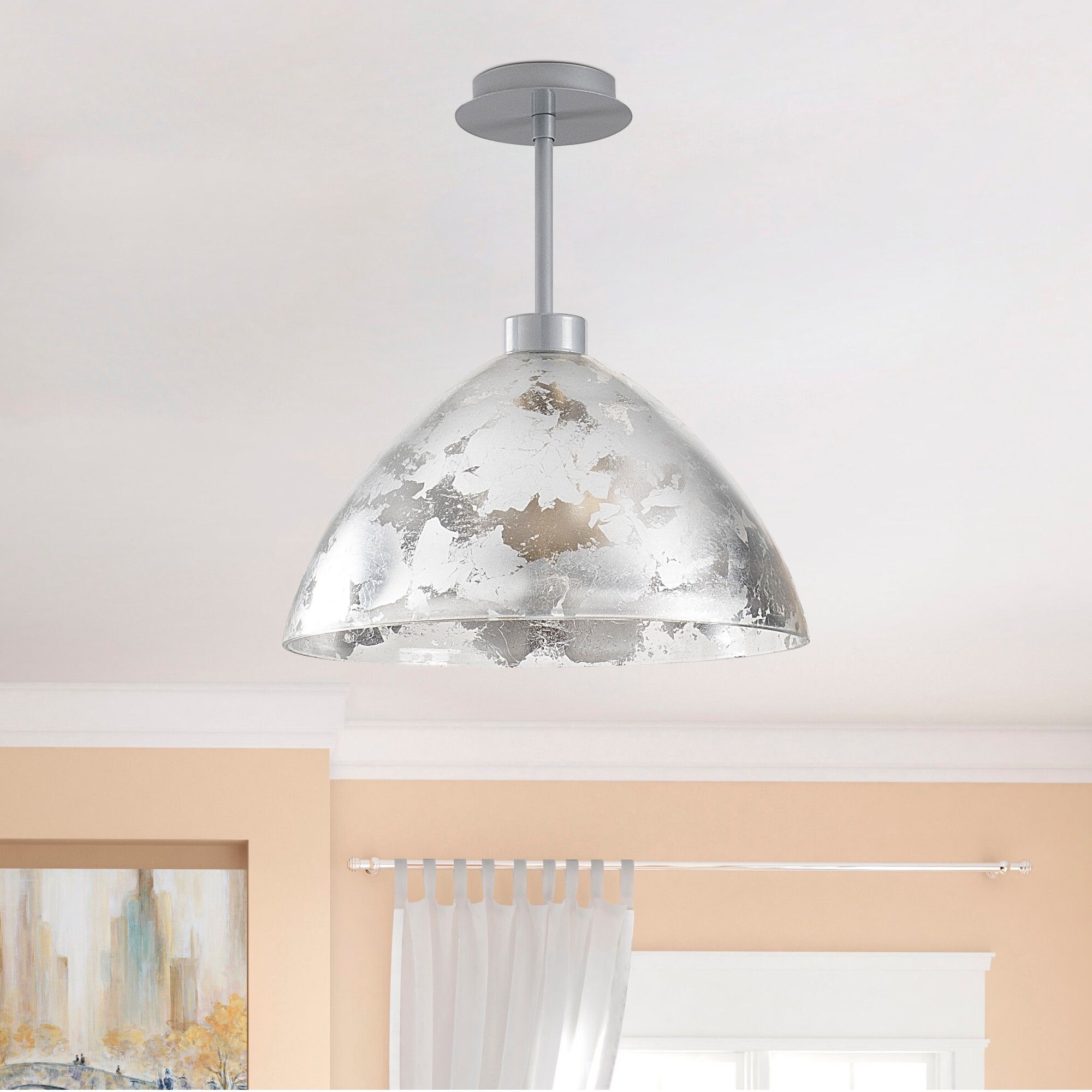 Noor Chandelier | 34cm Glass Cap | Metal Body | IP20 | Silver