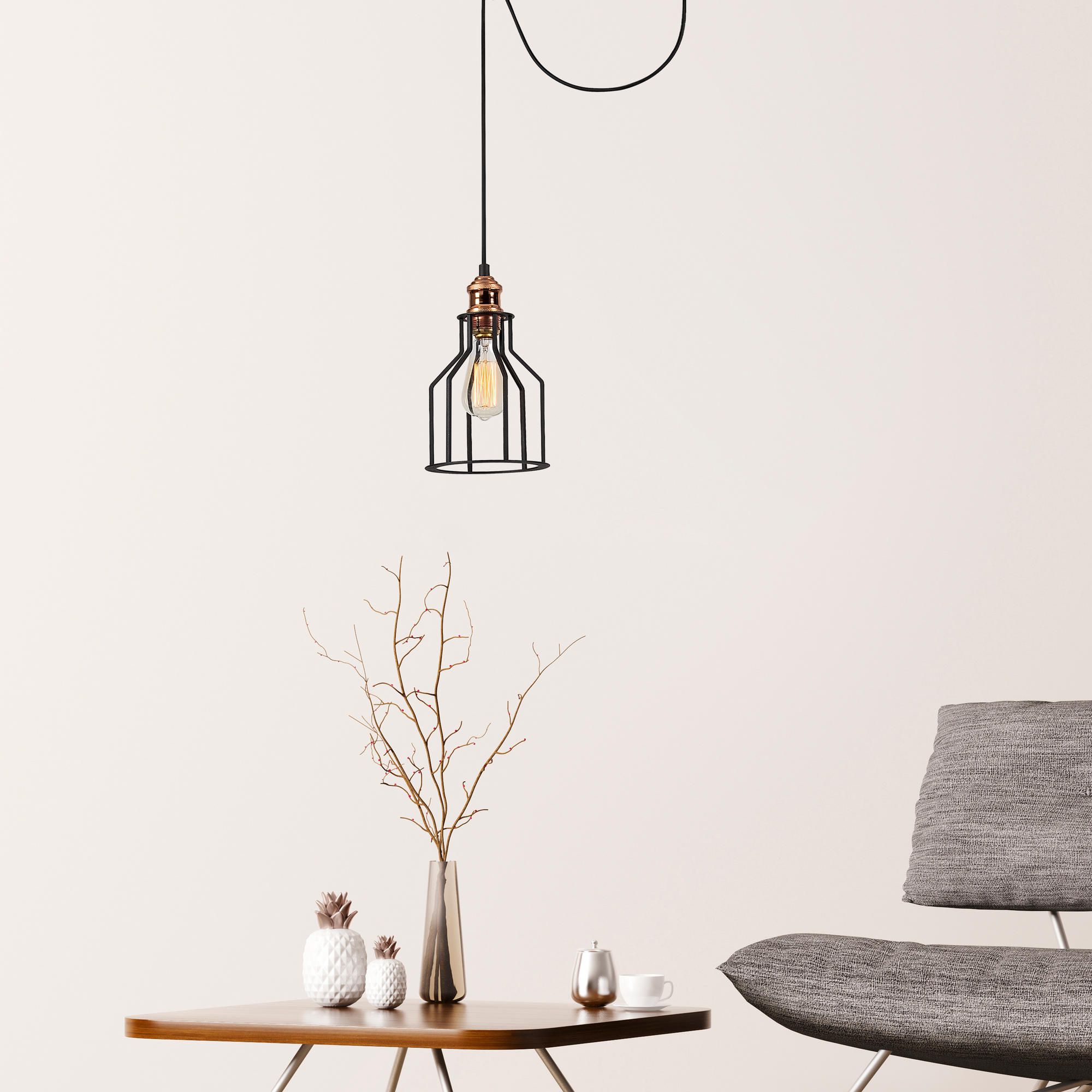 Lustre épuré et contemporain en bronze noir | 54 cm de diamètre | 113 cm de hauteur