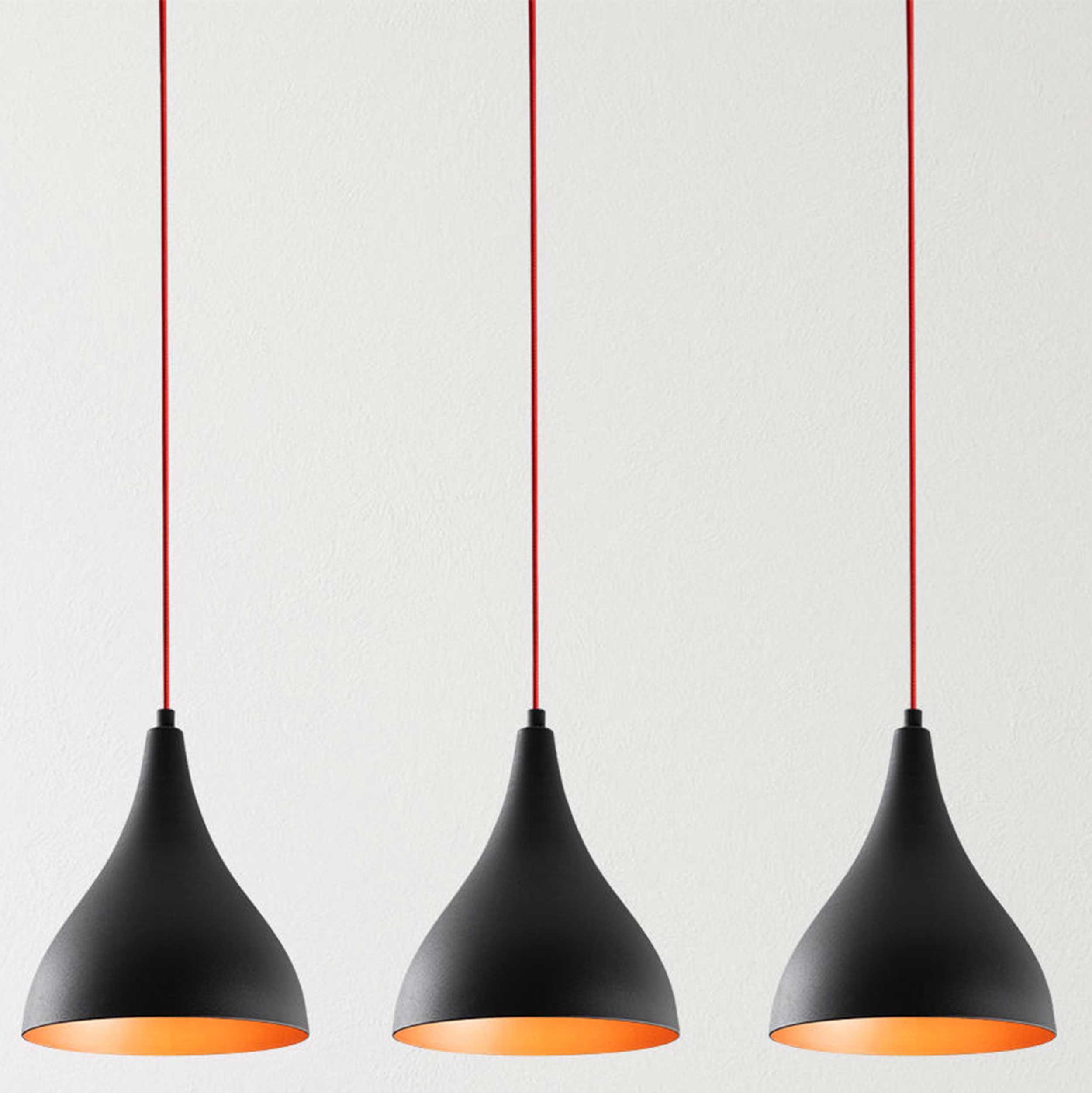 Lustre décoratif moderne | Luminaire épuré et contemporain | Noir Rouge
