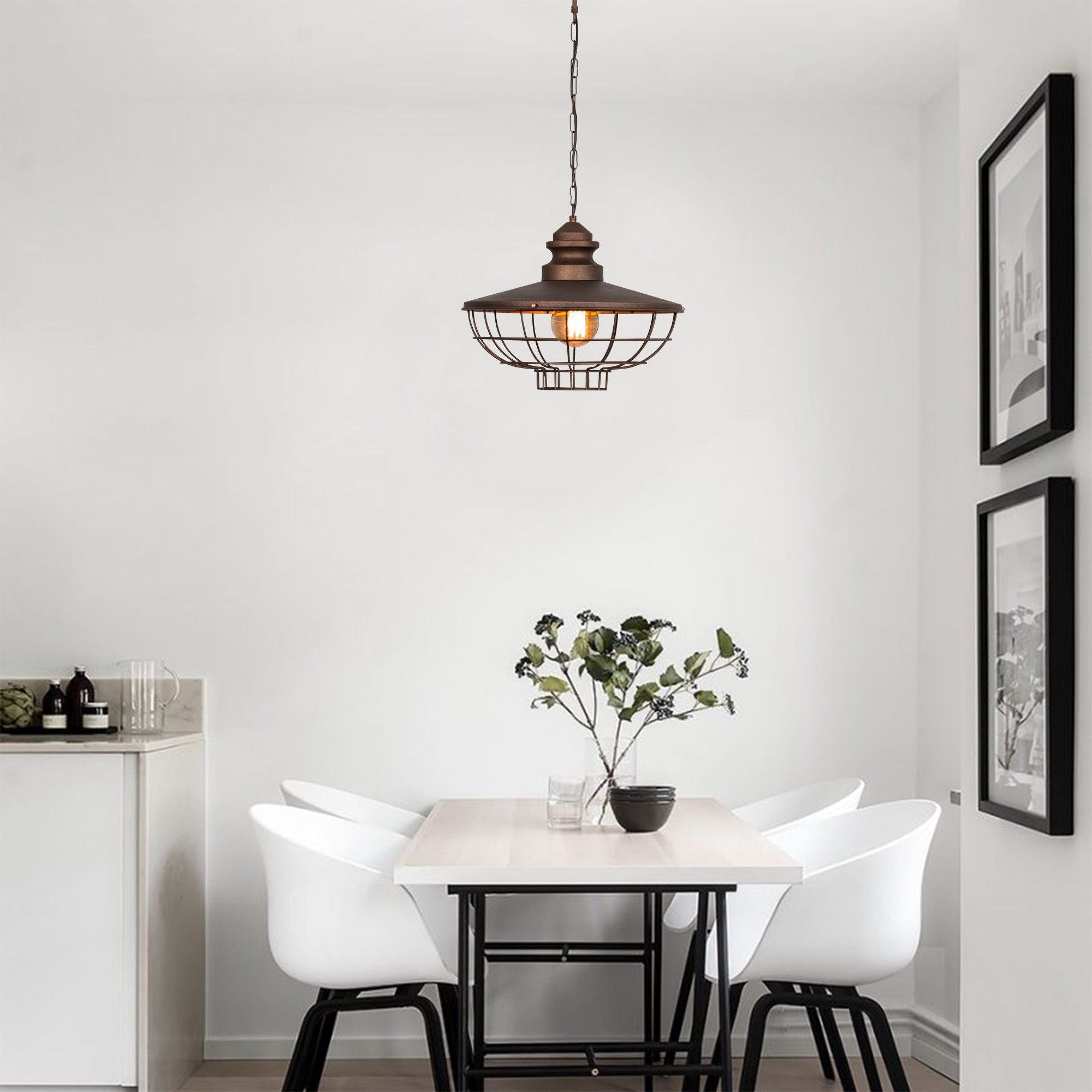 Lustre élégant et contemporain - 44 cm de diamètre - brun foncé