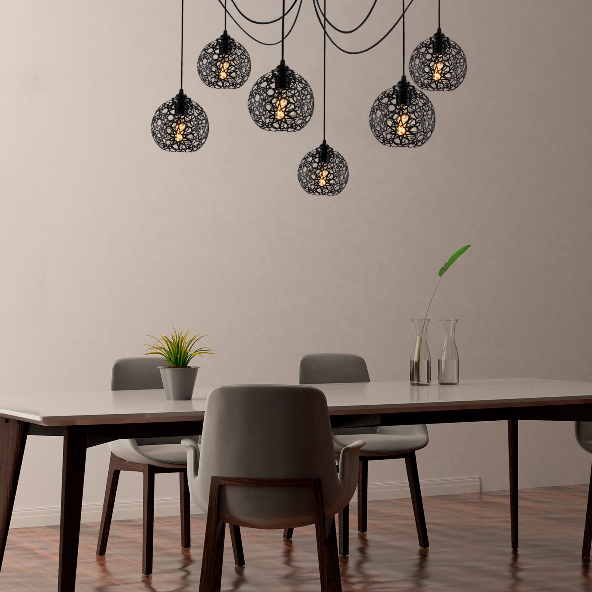 Nitid Black Metal Chandelier | Hauteur réglable | 137x137cm | IP20