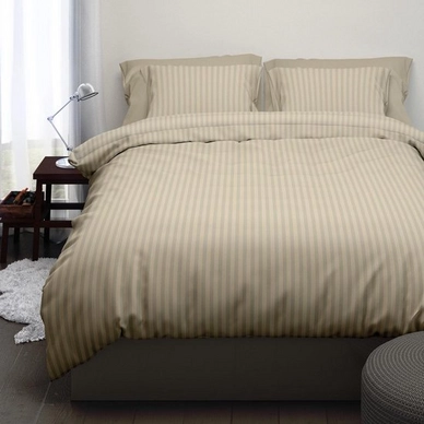 Parure de Lit Satin D'or Satin Rayures Marron Satin