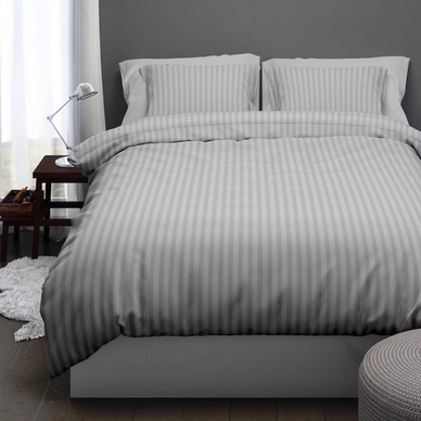 Parure de Lit Satin D'or Satin Rayures Argent Satin