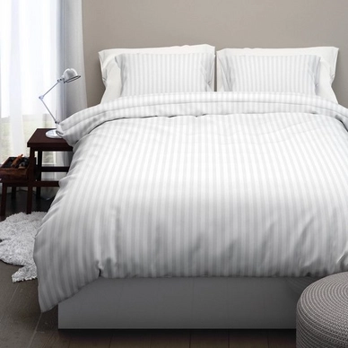 Parure de Lit Satin D'or Satin Rayures Blanc Satin