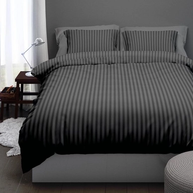 Parure de Lit Satin D'or Satin Rayures Anthracite Satin