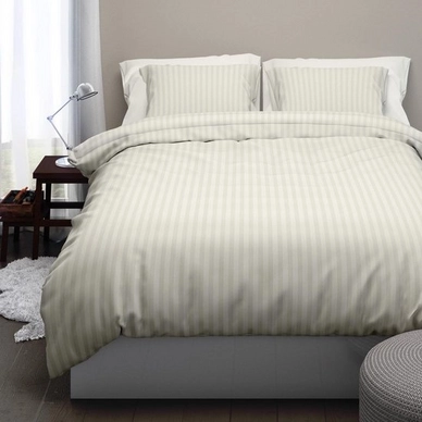 Parure de Lit Satin D'or Satin Rayures Ivoire Satin