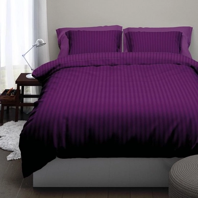 Parure de Lit Satin D'or Satin Rayures Violet Satin