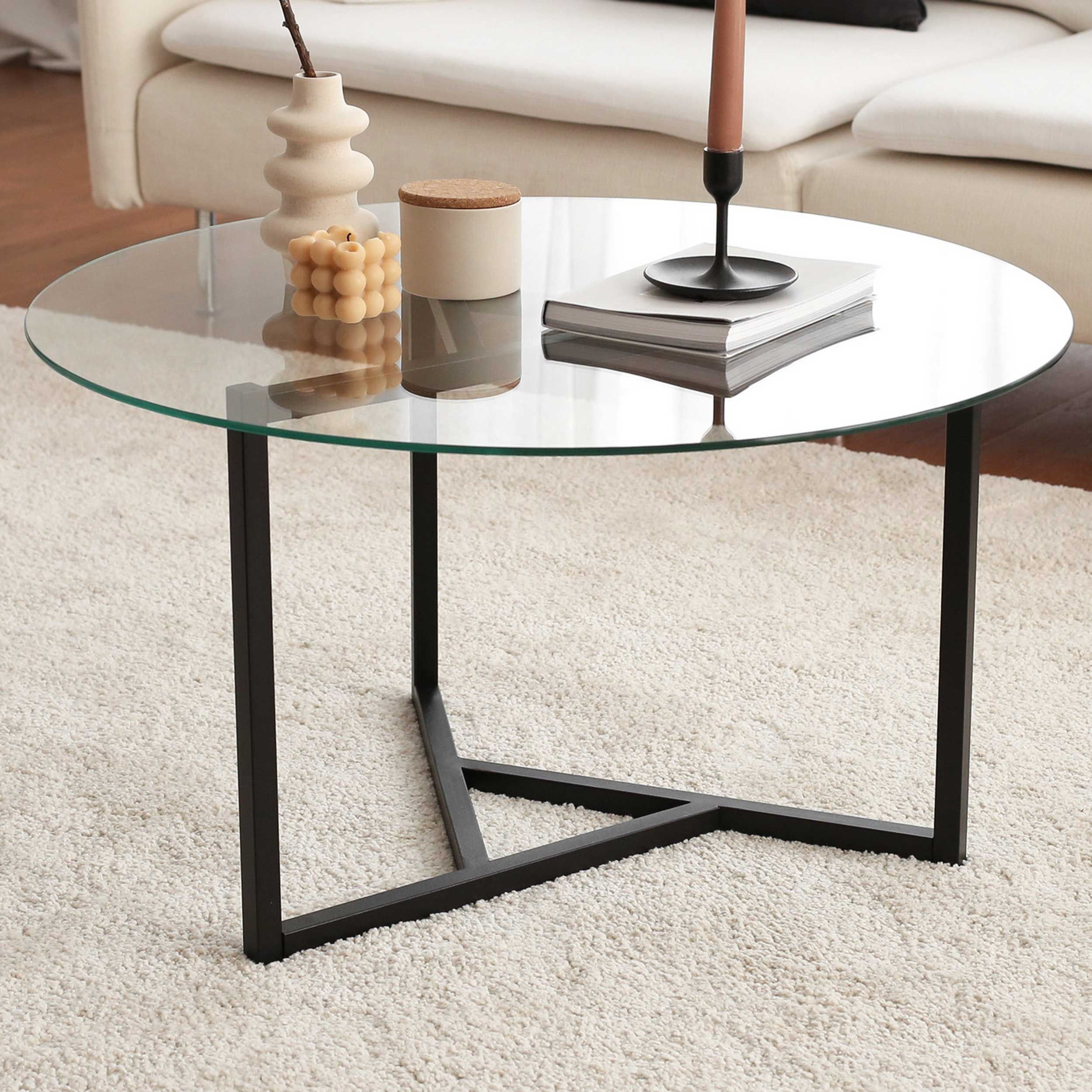 Trio G Table basse | Structure en métal | Transparente, noire