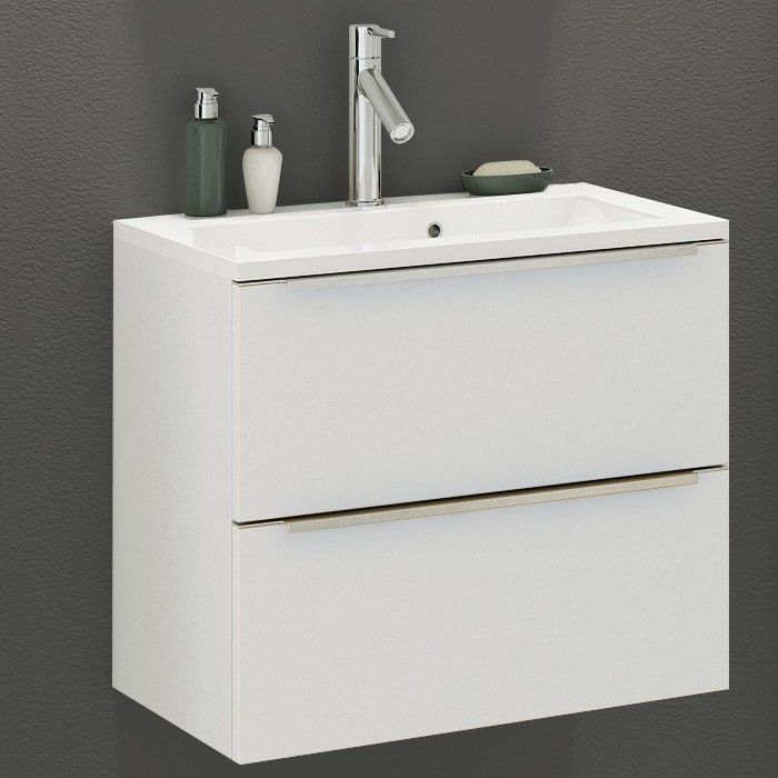 Meuble lavabo Hansen L60xP48cm avec 2 tiroirs - blanc