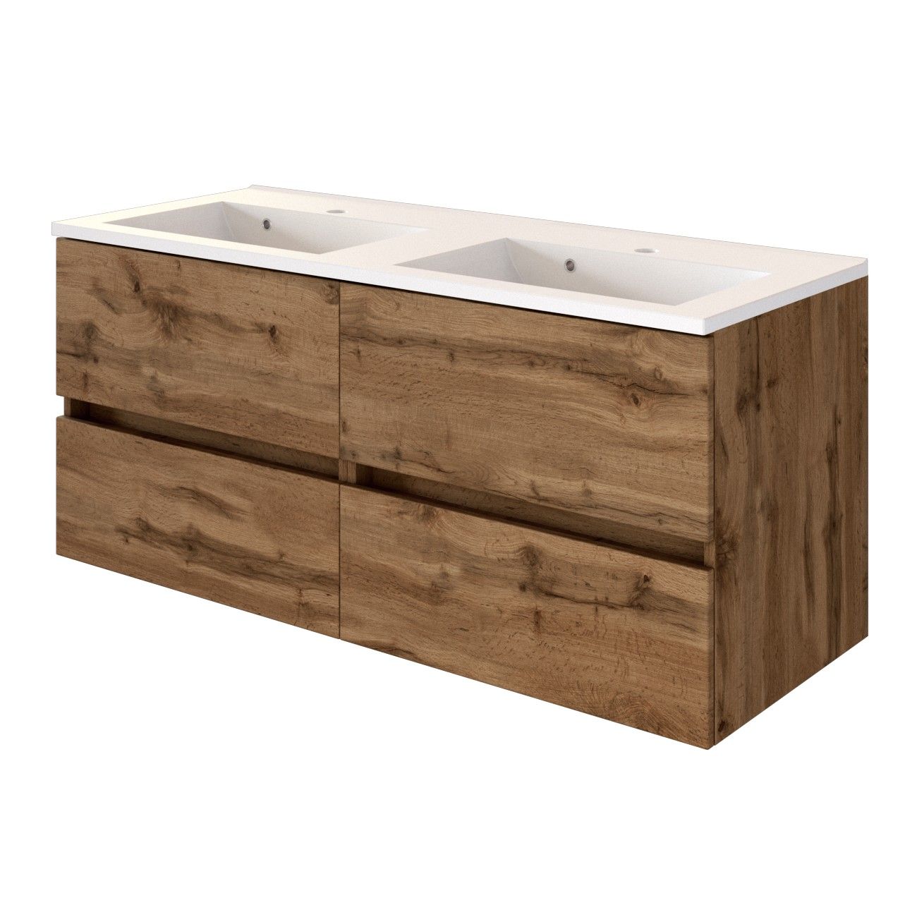 Meuble lavabo Brama 120cm 4 tiroirs - chêne wotan