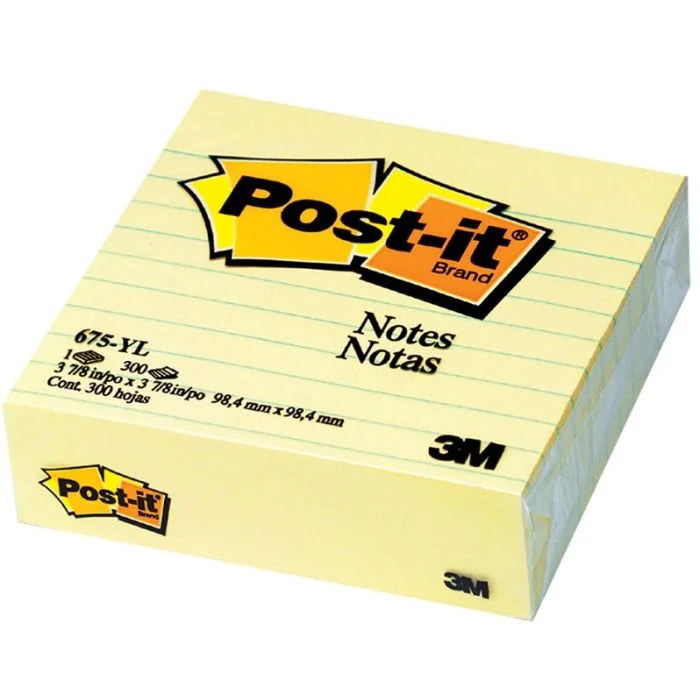 POST-IT Bloc-note adhésif XL - Uni - Jaune - 100 x 100 mm