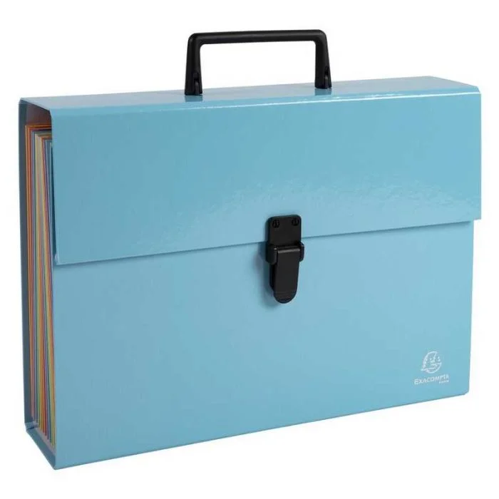 Trieur avec Poignée 18 compartiments - Bleu Pastel EXACOMPTA Aquarel