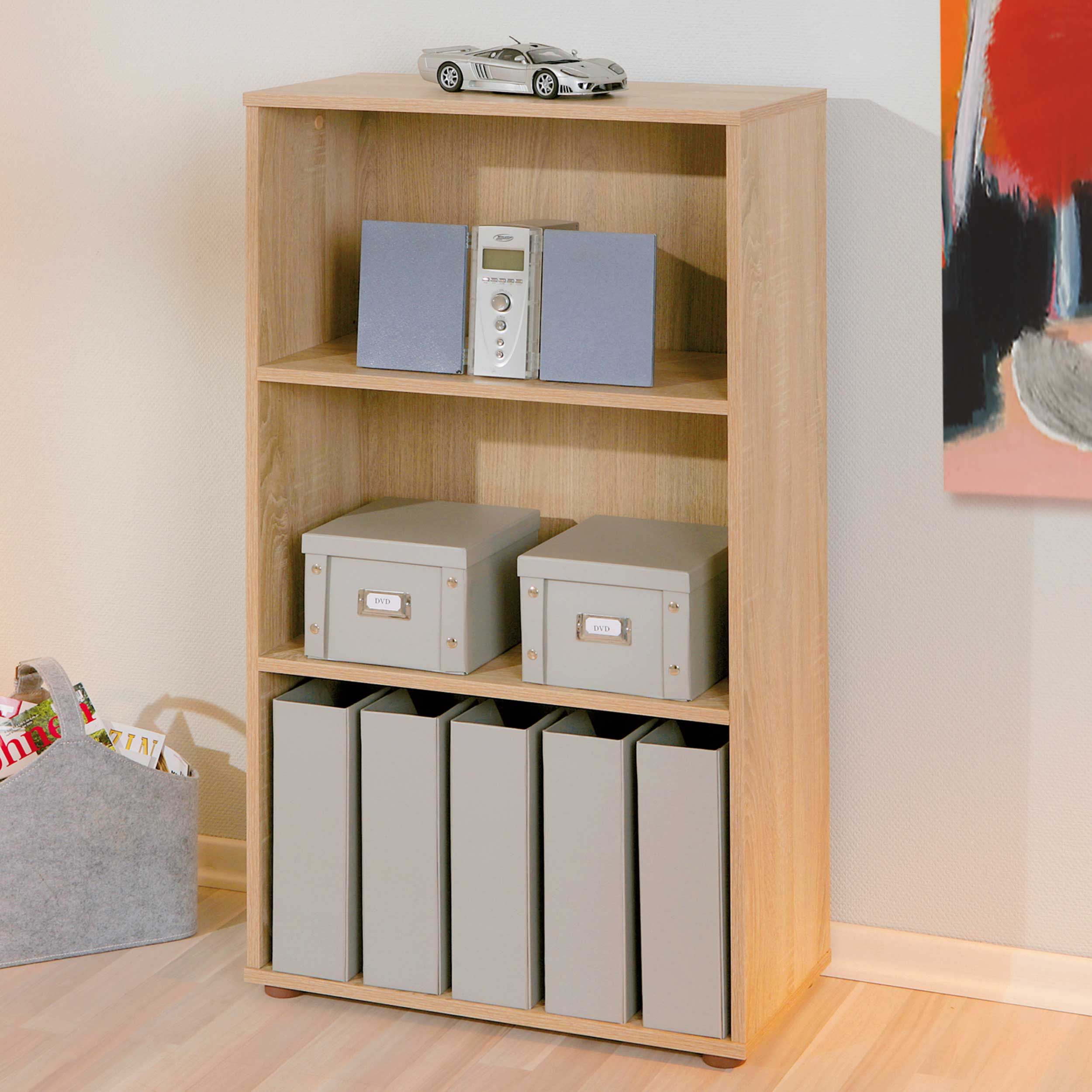 Bibliothèque Parini 3 compartiments - chêne