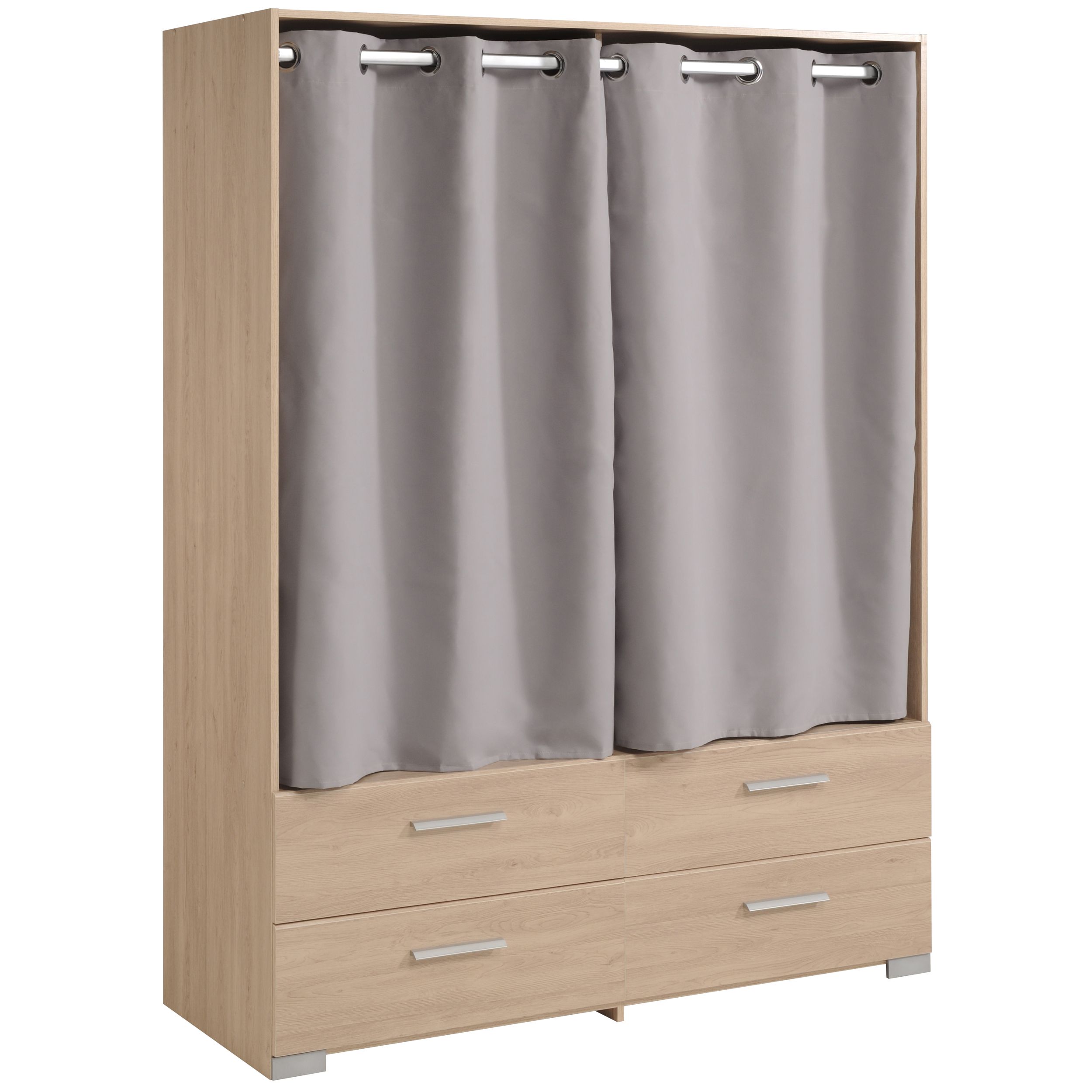 Armoire Eggo 152cm avec rideaux - brun