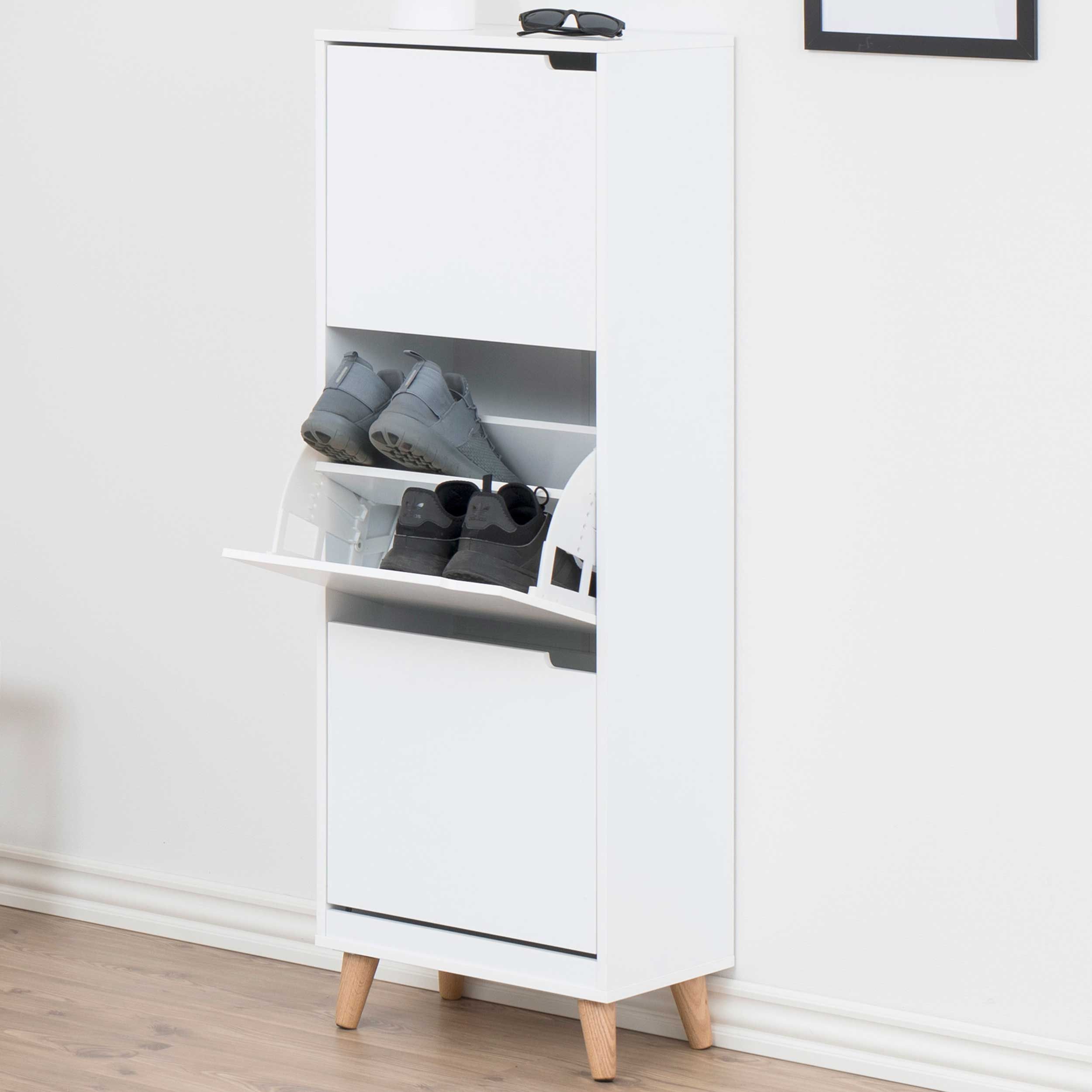 Armoire à chaussures Mistra 47cm, 3 portes - blanc