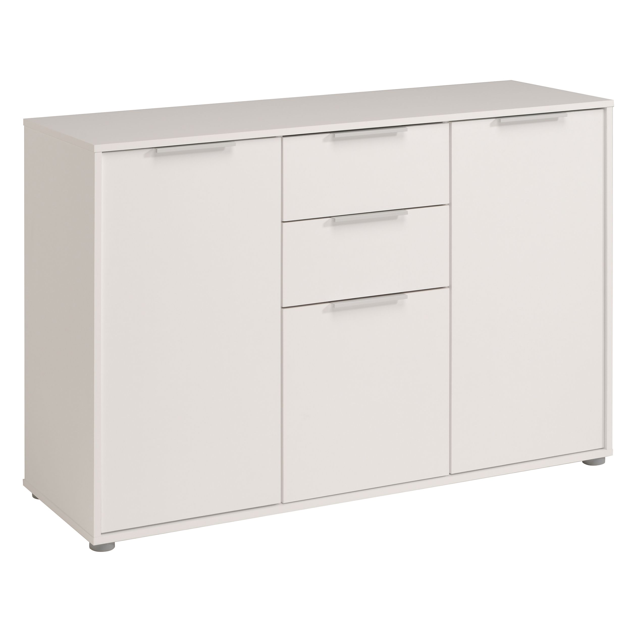 Bahut Alex 120cm 3 portes 2 tiroirs - blanc