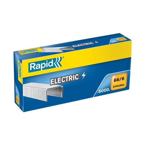 Agrafes rapid electric strong 66/6 capacite 20 feuilles hauteur pattes 6mm - boite de 5000 unites