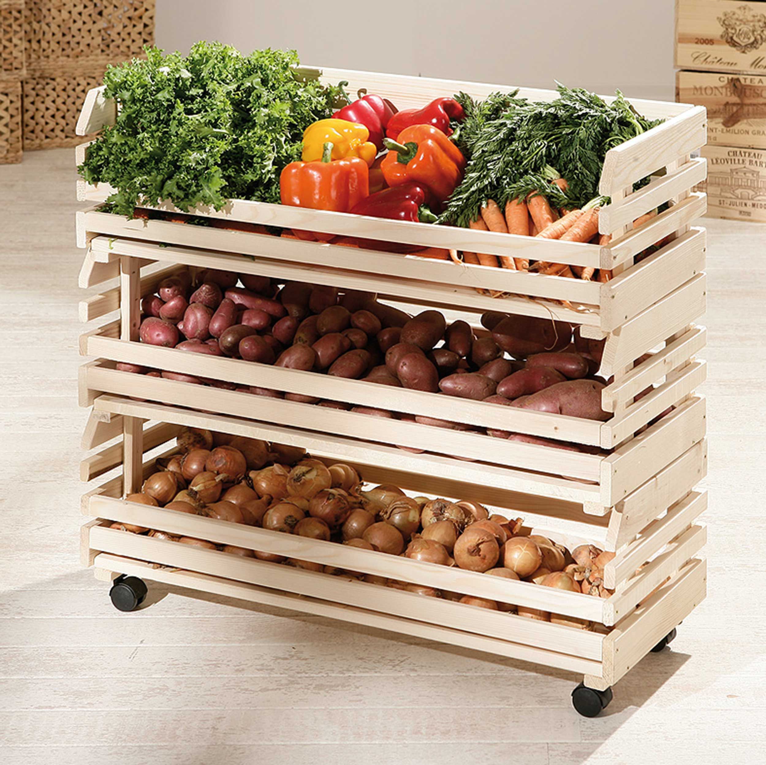 Étagère à fruits et légumes grande - pin