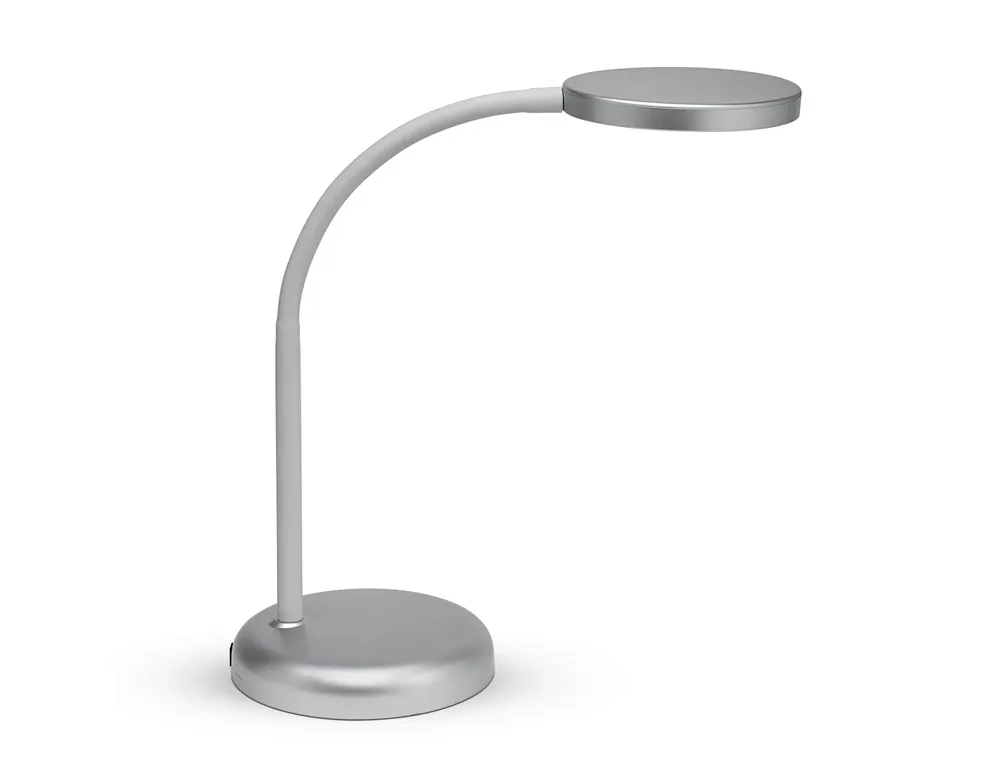 Luminaire bureau maul joy 16 led hauteur 33,5 cm bras 38,5cm tete diametre 11,8cm coloris argent