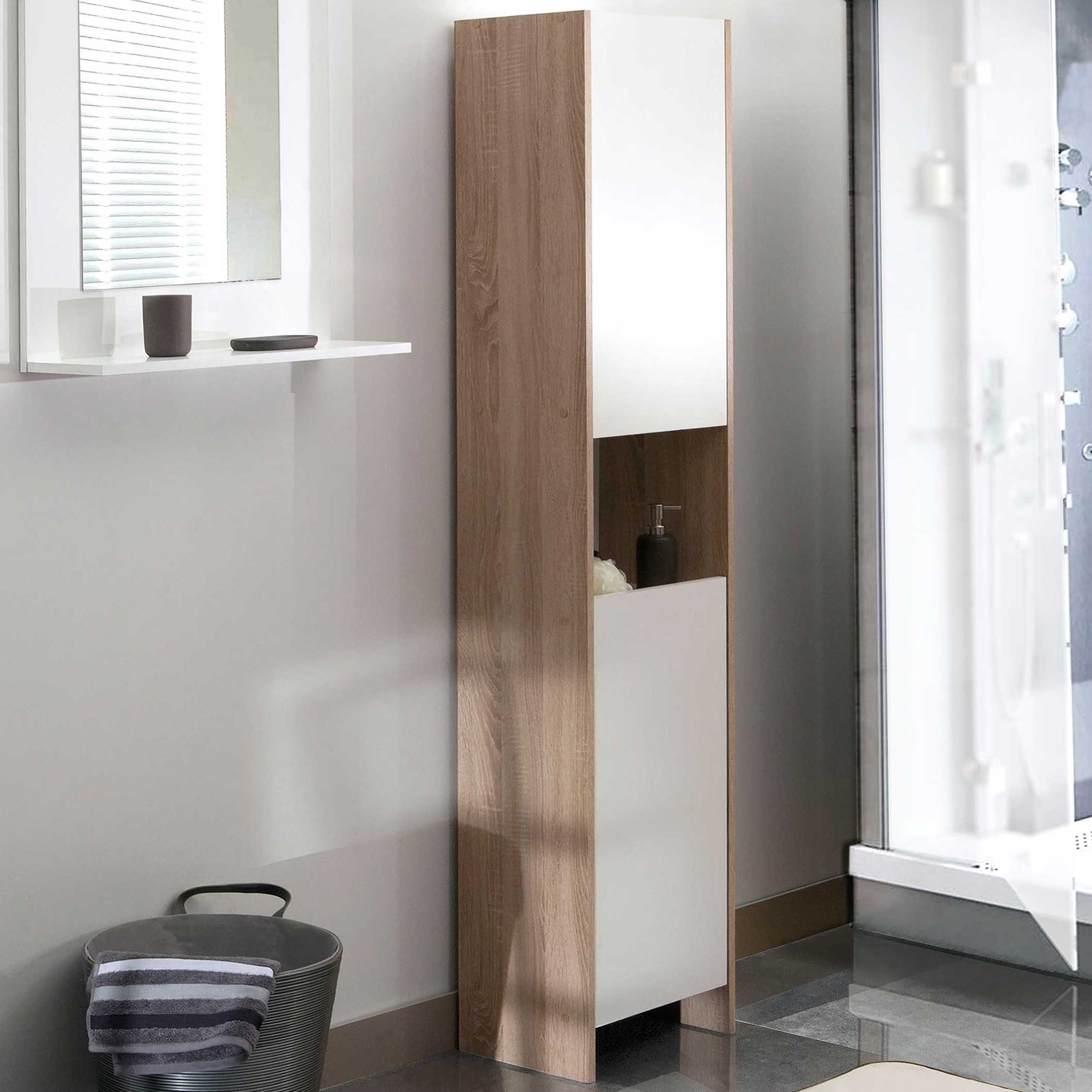 Colonne Biarritz 2 portes - blanc/chêne