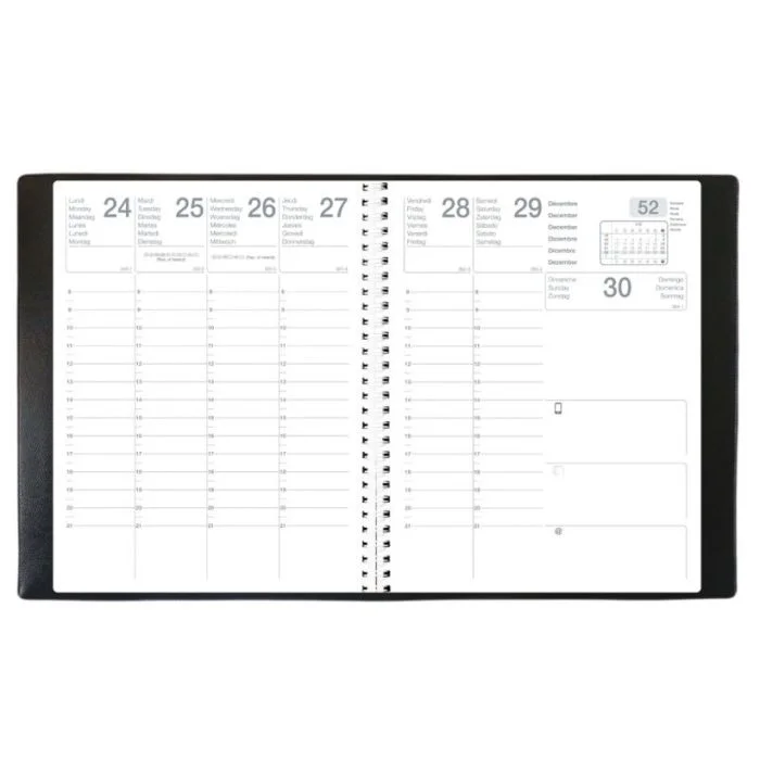 Agenda Semainier 2026 - 160 x 240 mm - Noir QUO VADIS Olympe S