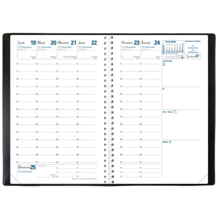 Agenda 2026 à spirale - Affaires S - 100 x 150 mm - Noir QUO VADIS