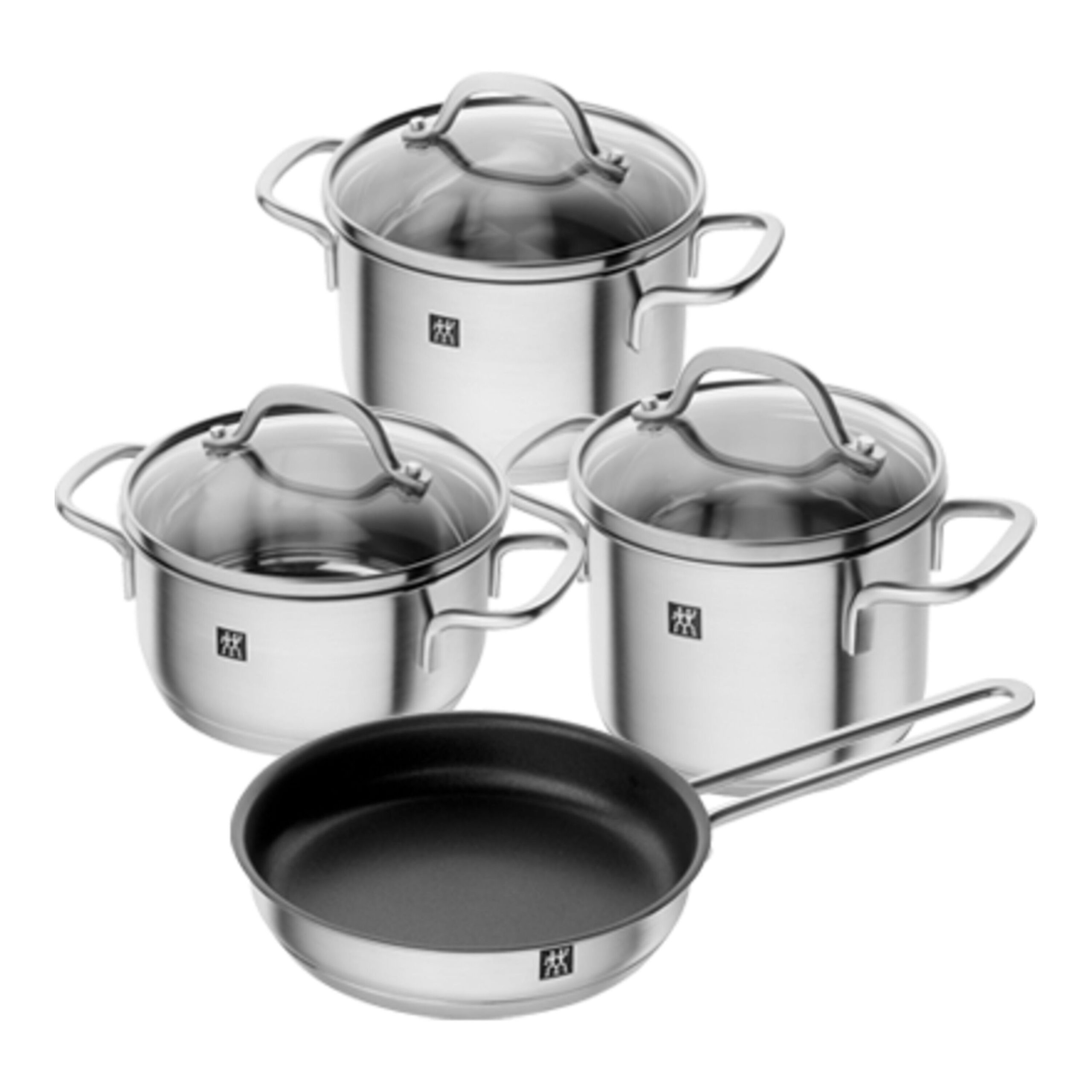 4-pcs, Set de casseroles et poêles, Argent