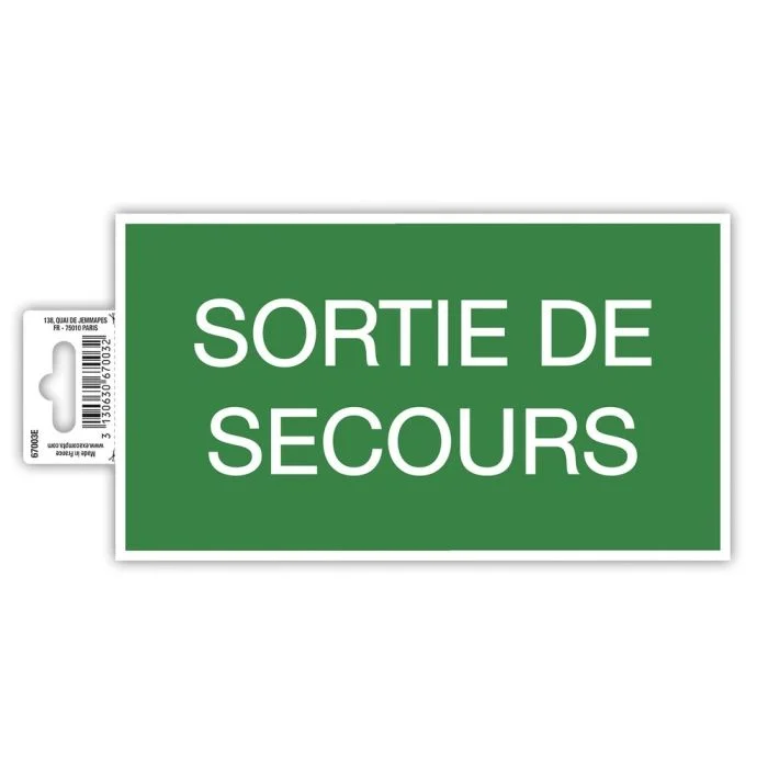 Sortie de Secours - Panneau adhésif - 20 x 11 cm - Vert EXACOMPTA