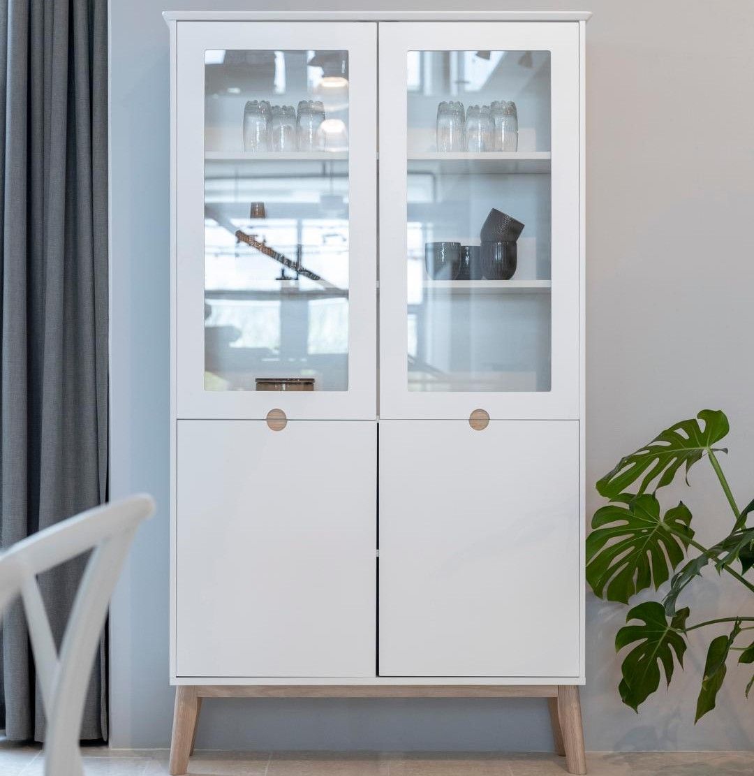 Armoire vitrée Cedro 107cm 4 portes - blanc