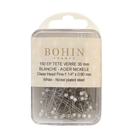 Épingle tête verre blc - bte 150
