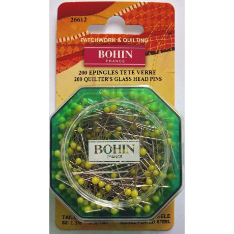 Epingles tête verre super fines (35 x 0,55mm) coloris jaune Boite de 200