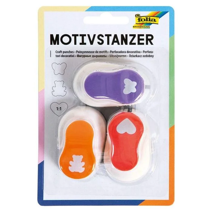 Perforateurs Coeur, Ours et Papillon FOLIA Lot de 3