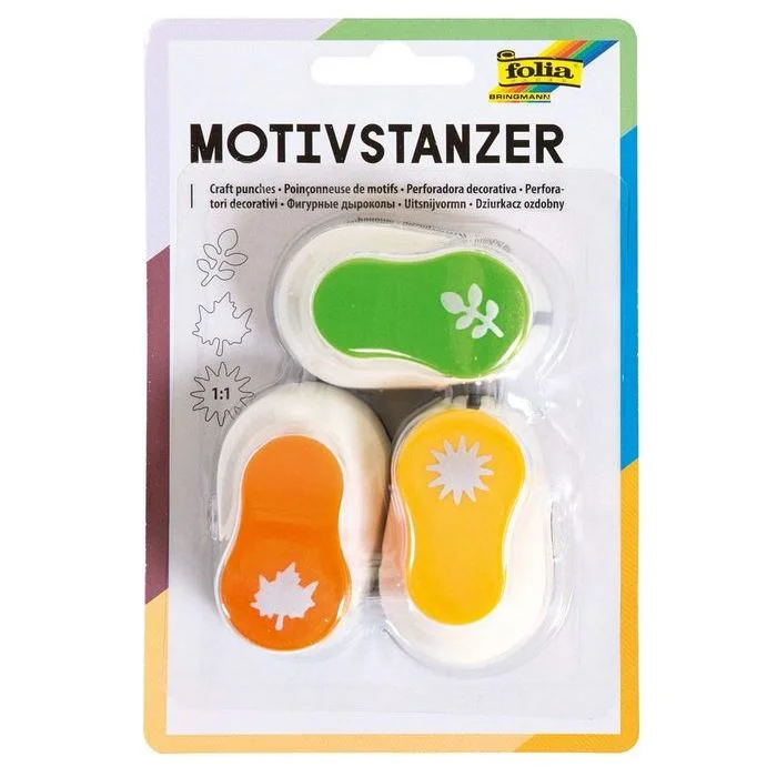Perforateurs Soleil, Feuille d'Erable et Fleur FOLIA Lot de 3
