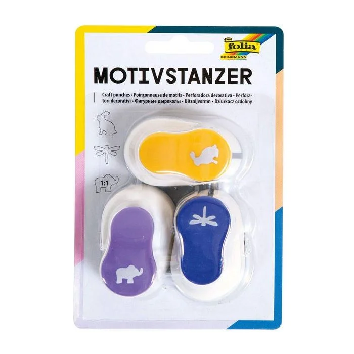 Perforateurs Lapin, Libellule et Éléphant FOLIA Lot de 3