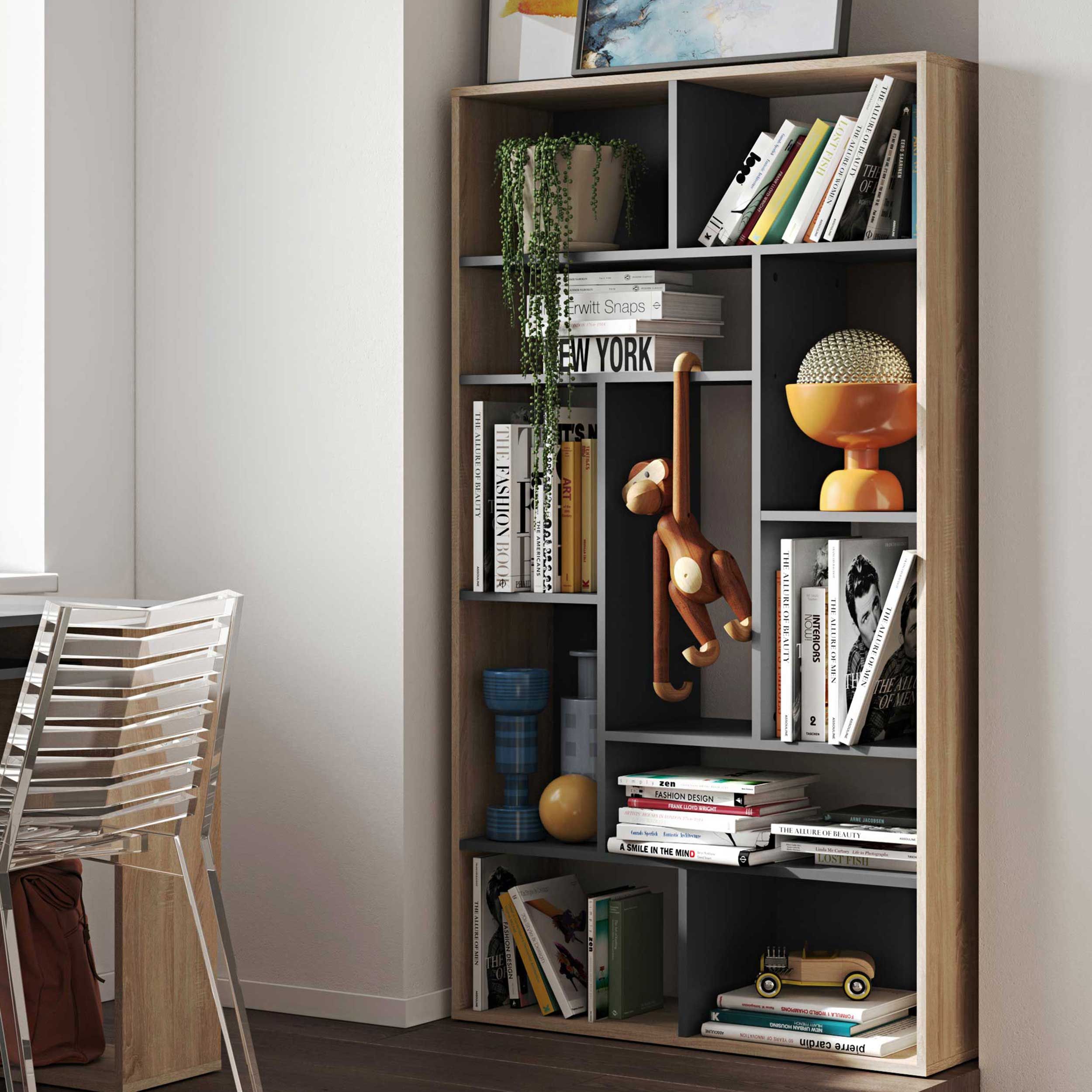 Bibliothèque Bangkok - chêne/noir