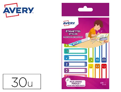 Étiquette avery stylo smiley 50x10mm boîte 30 unités