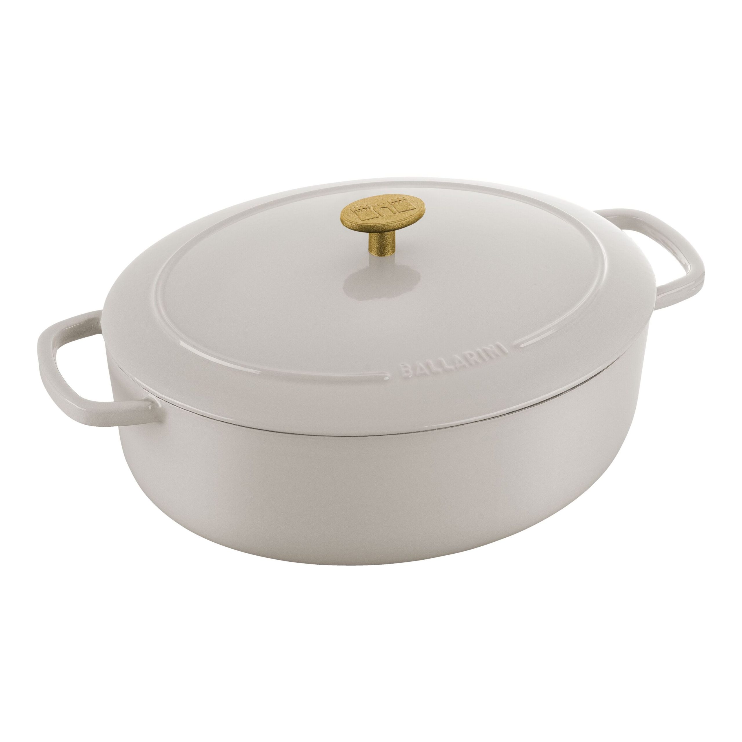 Cocotte 33 cm, Ovale, Blanc ivoire, Fonte