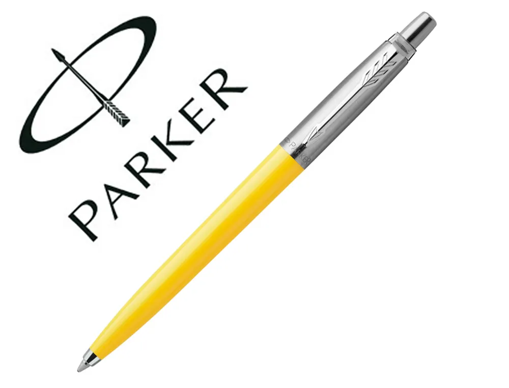 Stylo-bille parker jotter retractable pointe moyenne finition jaune brillante avec 1 recharge quinkflow encre