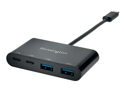 Hub chargeur kensington ch1000 4 ports usb 3.1 2 usb-a et 2 usb-c vitesse transfert 5gb/s installation