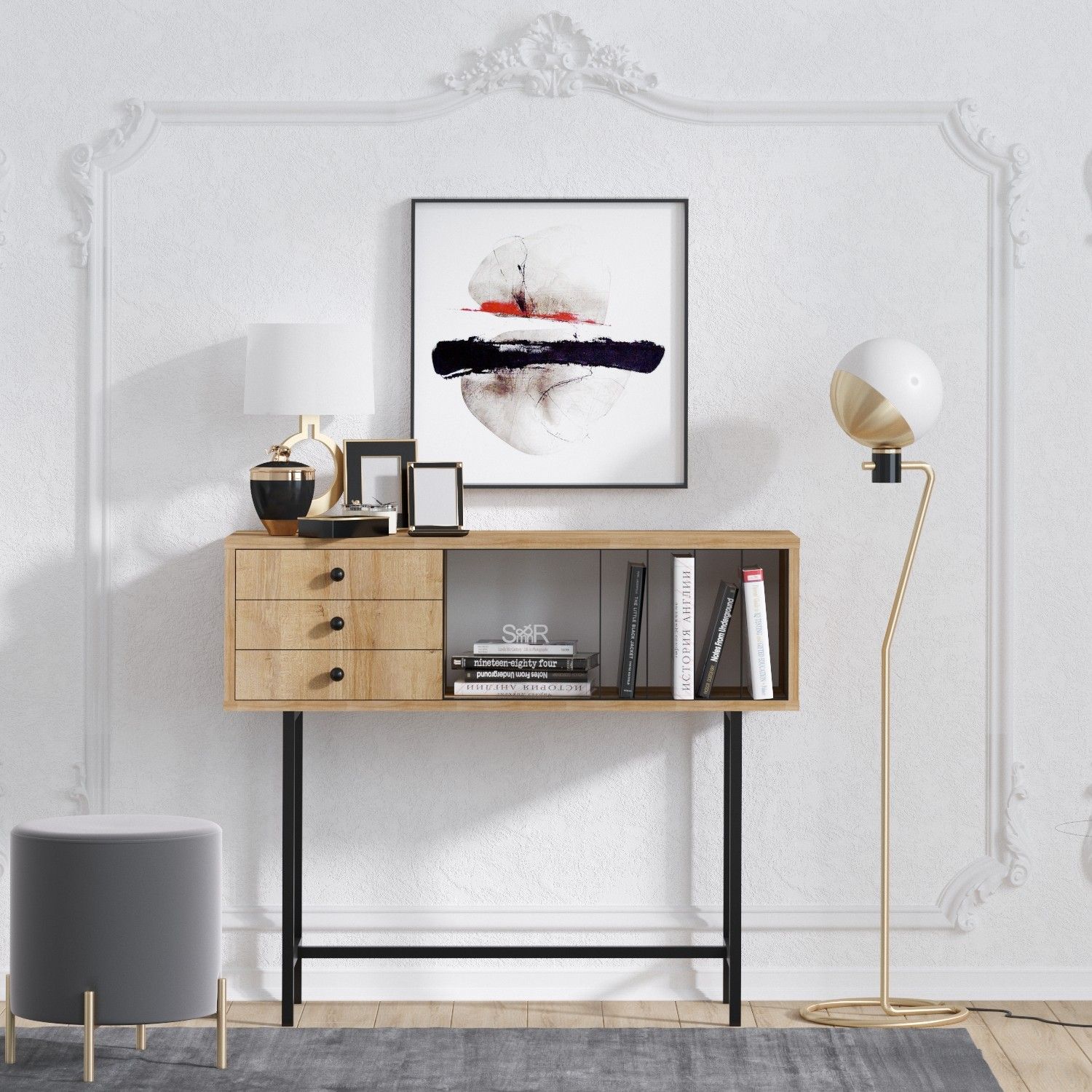 Buffet en chêne noir confortable et élégant | 100% mélaminé | 100x35x85cm