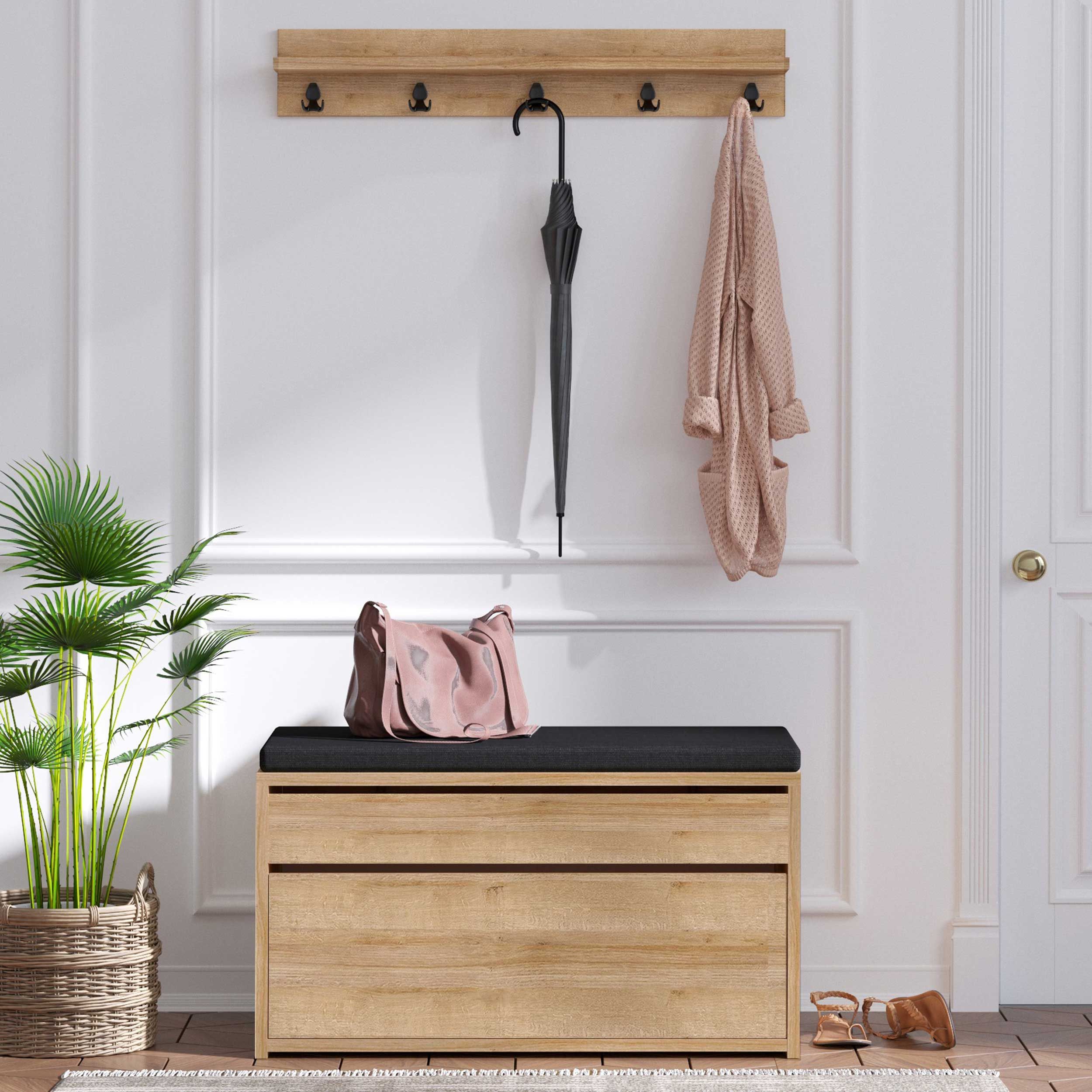 Boby Meuble d'entrée | 100 % MÉLAMINE | Chêne, noir