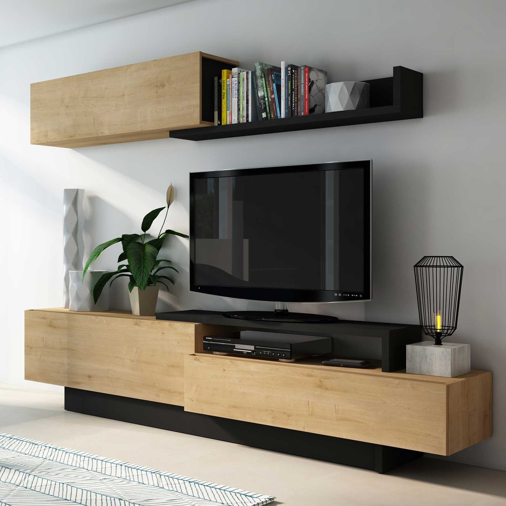 Meuble TV Izquierdo 240cm 3 portes - chêne clair