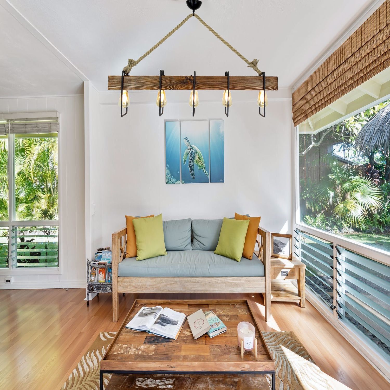 Lustre Lustro | Fait main en pin massif | Noyer Noir Beige