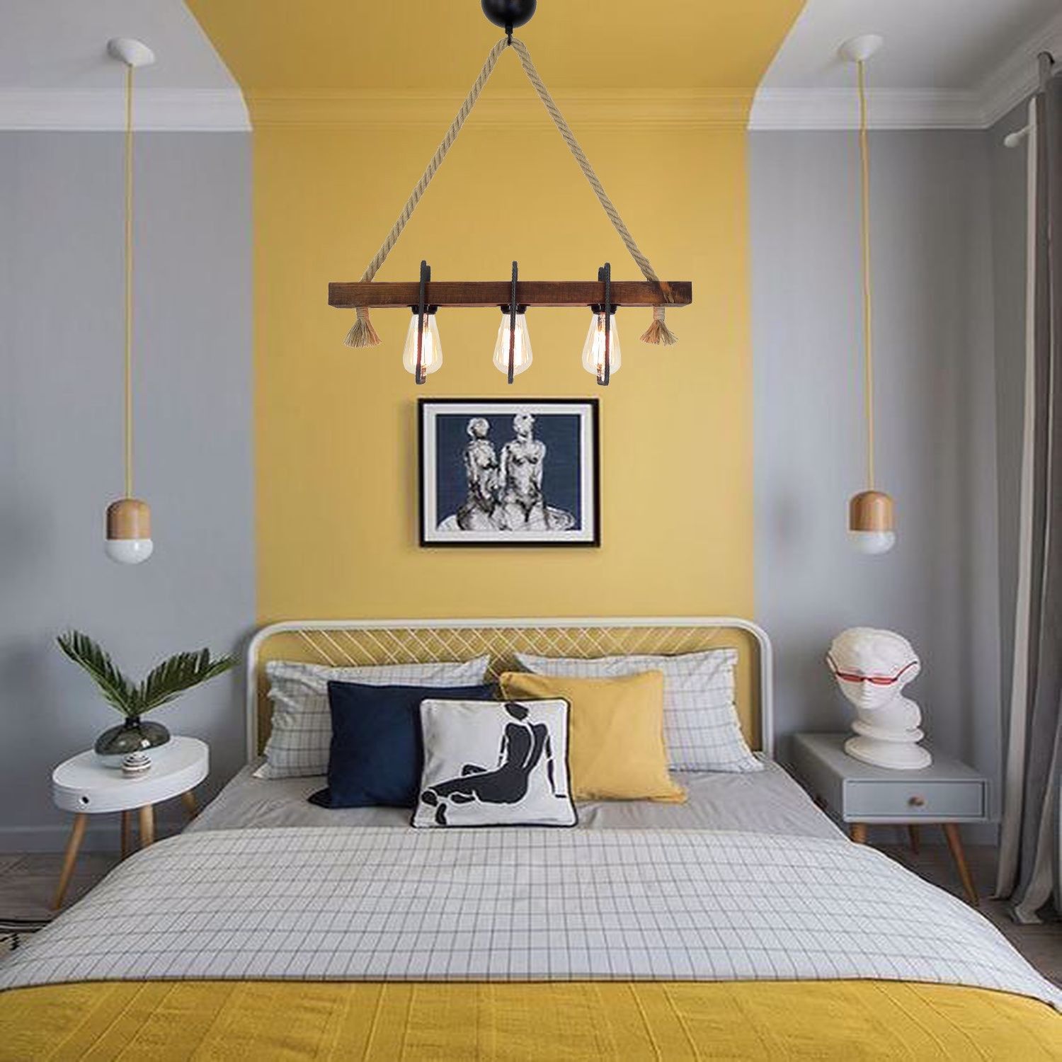 Lustre Lustro | Fait main en pin massif | 10x60x70 cm | Noyer